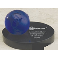 Blue World Glass Globe Award w/ Marble Base (3")